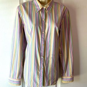 💚 RALPH LAUREN SPRING BUTTON DOWN COLORFUL SHIRT PEARL BUTTONS - EXCELLENT! 🌸